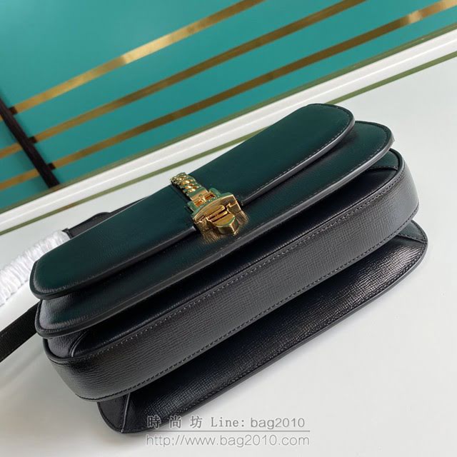 Gucci古馳包包 G家新款女包 款號:601067 Sylvie 1969系列小號肩背包 古奇克色全皮單肩斜挎女包  gdj1358